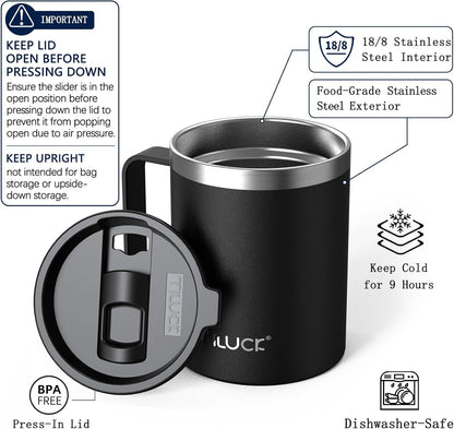 TILUCK 20 oz Insulated Tumbler with BPA-Free Lid, Stainless Steel Vacuum Travel Coffee Mug, Double Wall Coffee Tumbler（20oz，Matte DarkBlue）