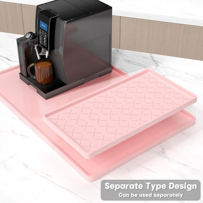 Rnivvi Silicone Coffee Mat, 16" x 24" Waterproof Raised Edge Coffee Bar Mats for Espresso Machine Station Accessories, Heat Resistant Detachable Dish Drying Pad for Kitchen Counter, Dish Rack, Green
