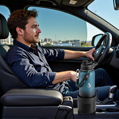 RAYMYLO Car Cup Holder Expander with Adjustable Base, Cup Holder Insert for Car Compatible with Most 32/40 Oz Water Bottles 12 oz/24 oz Coffee Mugs Tumblers 3.4 to 3.78 in Diameter, 1 Pack Black