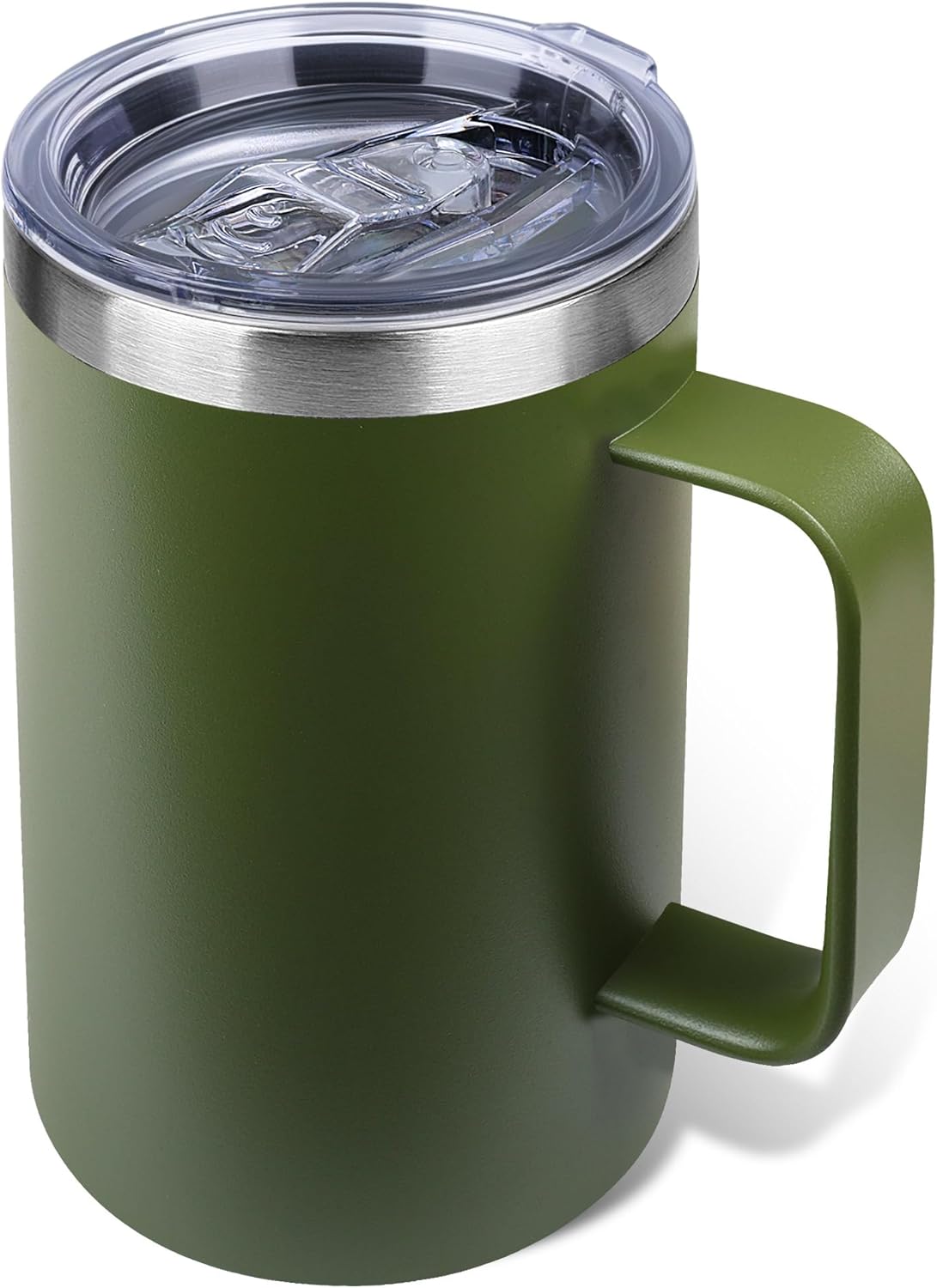 22oz Insulated Coffee Mug with Handle & Leak-Proof Lid - Double Wall Stainless Steel Travel Tumbler for Commute/Office/Home, Orange, 1 Pack