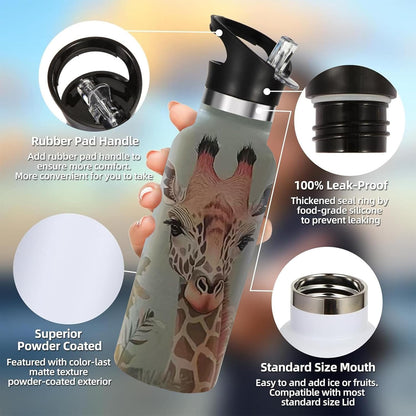 Pickleball Gifts,Pickle Water Bottle with Straw Lid Insulated Stainless Steel Travel Mugs for Sport Gym Outdoor 20oz