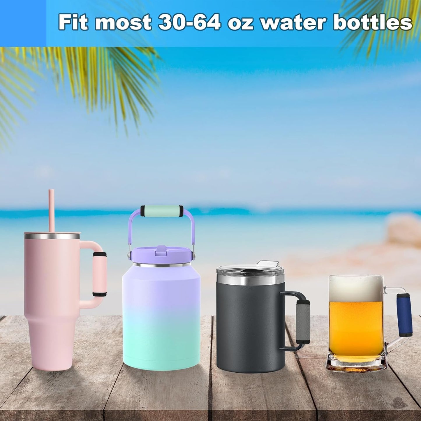 Cosmos 5 Pcs Handle Cover Compatible with Stanley Tumbler Handle, Water Bottle Handle Protector Coat Travel Mug Insulated Cup Handle Wrap Grip Sleeve Compatible with Stanley Cup Accessories, 5 Colors