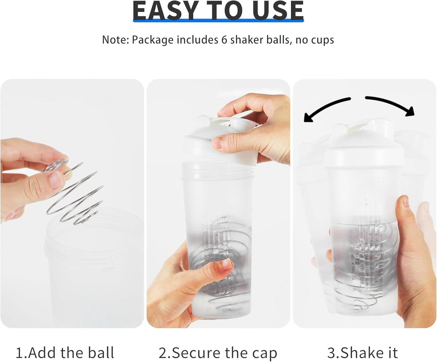 4 Pcs 2.1-Inch Large Size Shaker Balls for Protein Shakes,Milkshake and Salad Dressing,304 Stainless Steel Shaker Ball