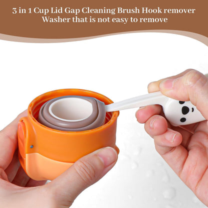 3 in 1 Cup Lid Cleaning Brush,2Pcs Multifunctional Lid Gap Cleaning Brush Tool,Water Bottle Lidss Cleaner for Straws,Tumblers,Bottles Caps