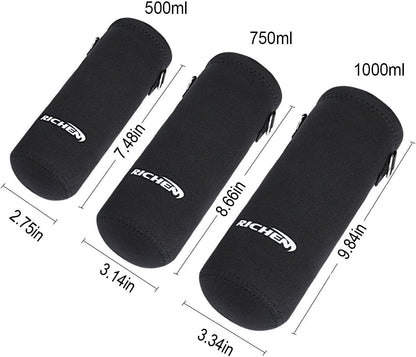 RICHEN Neoprene Water Bottle Carrier Bag with Adjustable Shoulder Strap,Insulated Water Bottle Cover for Stainless Steel/Glass/Plastic Bottles