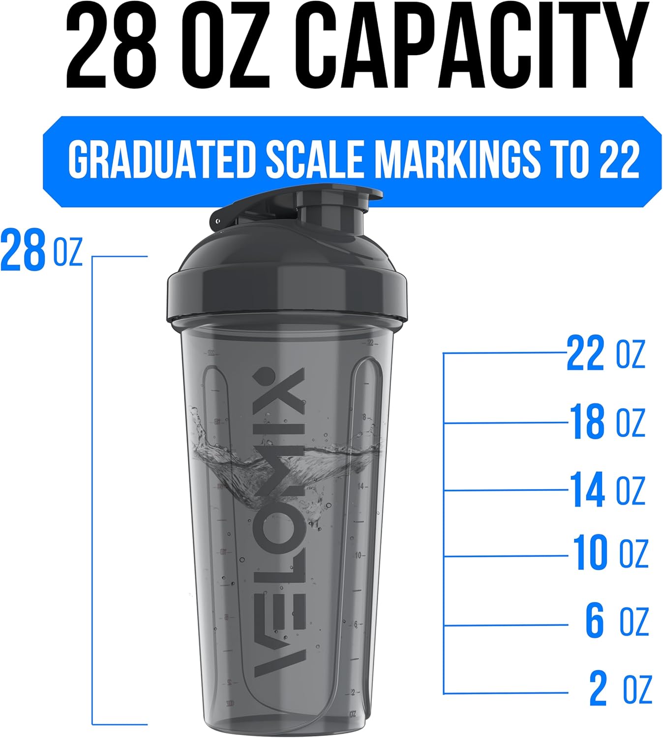 VELOMIX -6 PACK- 28 oz Protein Shaker Bottle for Protein Mixes - 6x Wire Whisk | Leak Proof Shaker Cups for Protein Shakes | Protein Shaker Bottle Pack | Protein Shake Cup (Earth Tones Collection)