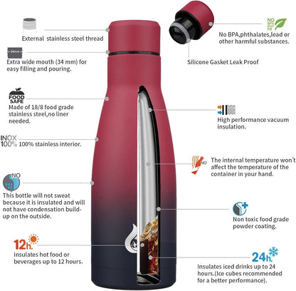 BJPKPK Insulated Water Bottle 12oz Small Stainless Steel Water Bottles Reusable Metal Thermal Keep Cold and Hot,Dreamy Purple - Colors B