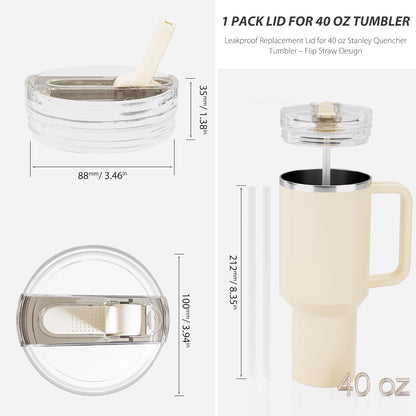 2 Pack 40 oz Flip Straw Lid for STANLEY Quencher ProTour and H2.0 FlowState Tumbler(Only for STANLEY Tumbler), Leakproof Lid, No Spill & Easy to Use Reusable Cover (Passion Pink)