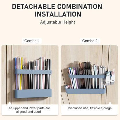 ABLY Straw Holder, reusable straw storage rack, suitable for kitchen walls, counters, cabinet doors, refrigerator doors, etc (Dark blue)