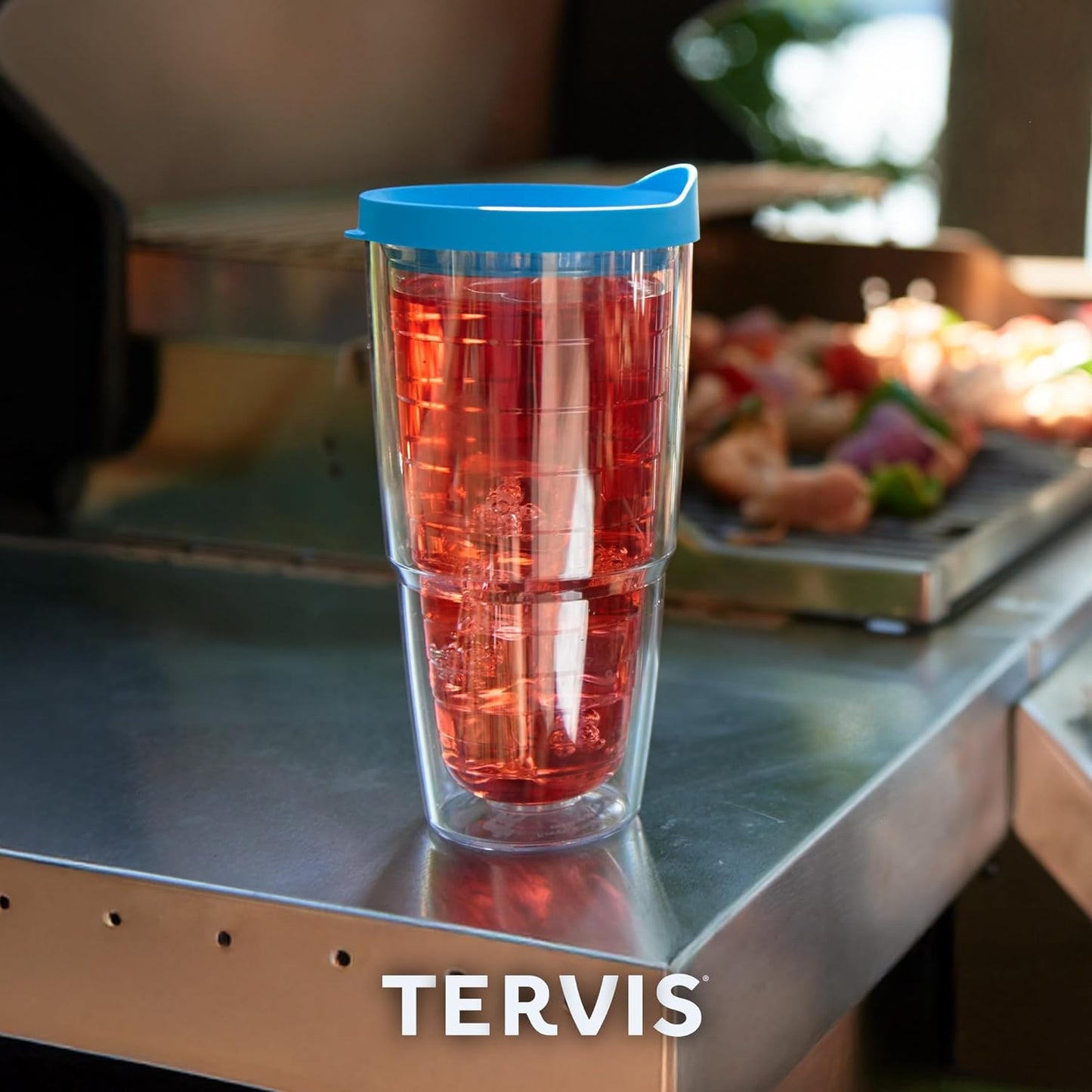 Tervis Clear & Colorful Tabletop Made in USA Double Walled Insulated Tumbler Travel Cup Keeps Drinks Cold & Hot, 16oz Mug, Clear
