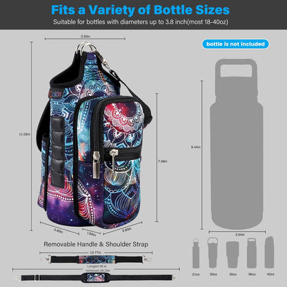 icolor Magnetic Gym Bag Water Bottle Carrier Holder with Phone Pockets & Shoulder Strap,Gym Magnetic Bag 5 Built-in Magnets Gym Accessories Organizer Sling Bottle Bag Pouch Sleeve