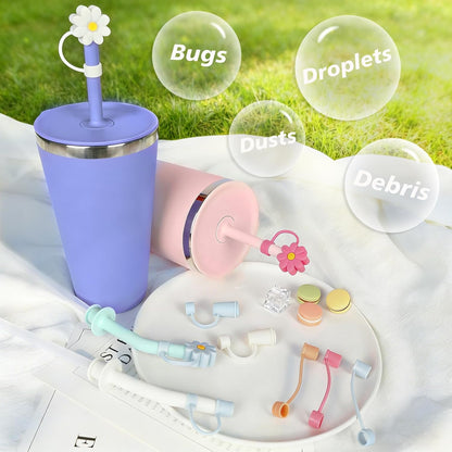 Jetstop Straw Cover Cap for Hydro flask tumblers - Dust Proof 10mm Silicone Stoppers compatible with Hydroflask Press-in Straw Lid