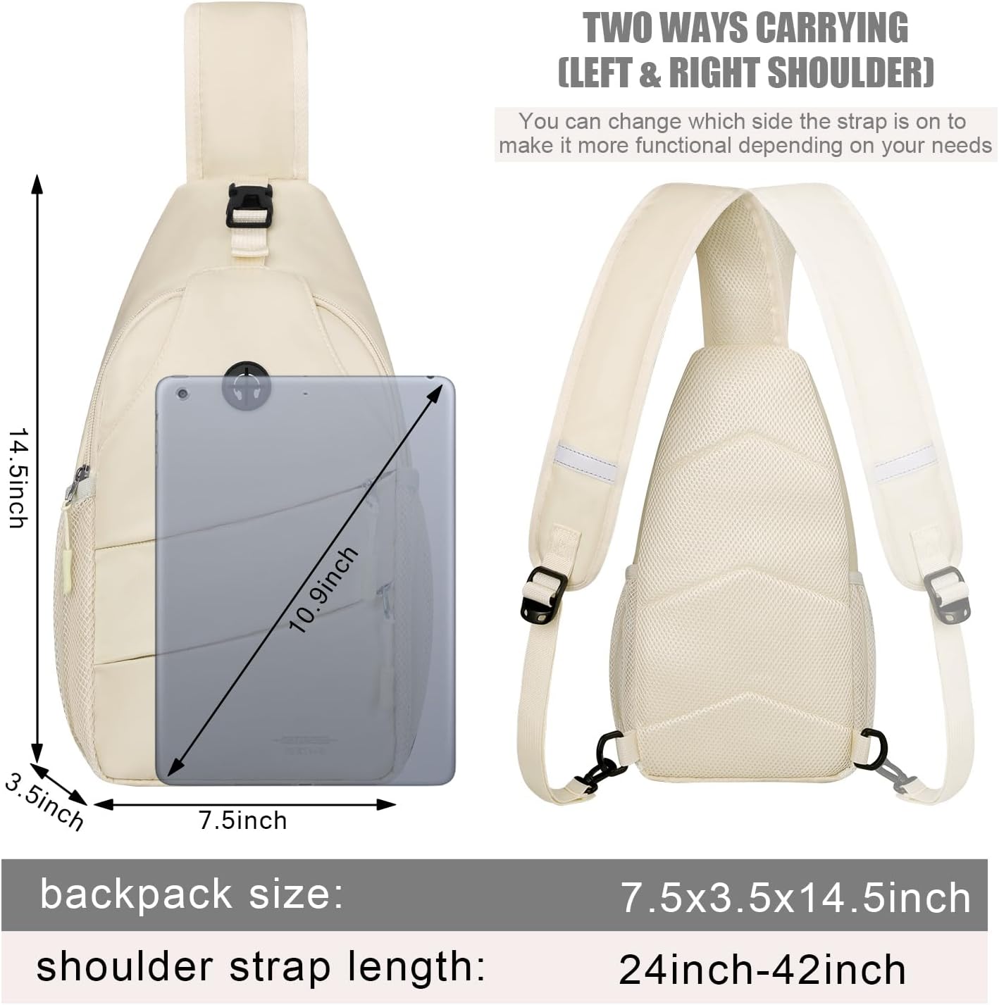 Pritent Crossbody Bags for Women Men Trendy Sling Bag Backpack Casual Chest Bag with Convertible Shoulder Strap