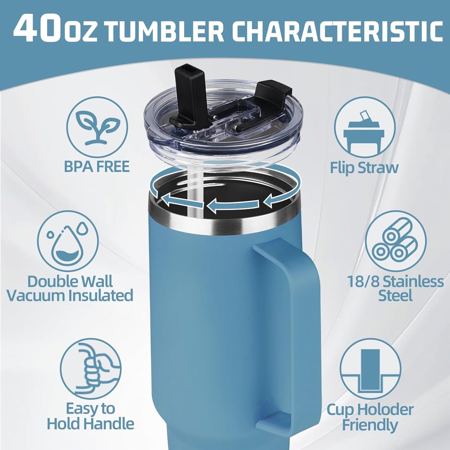 20 oz Tumbler with Handle, Stainless Steel Insulated Tumbler with Lid and Straw, Double Wall Vacuum Coffee Mug Tumbler, Insulated Coffee Thermal Cup for Cold and Hot (Light Purple)