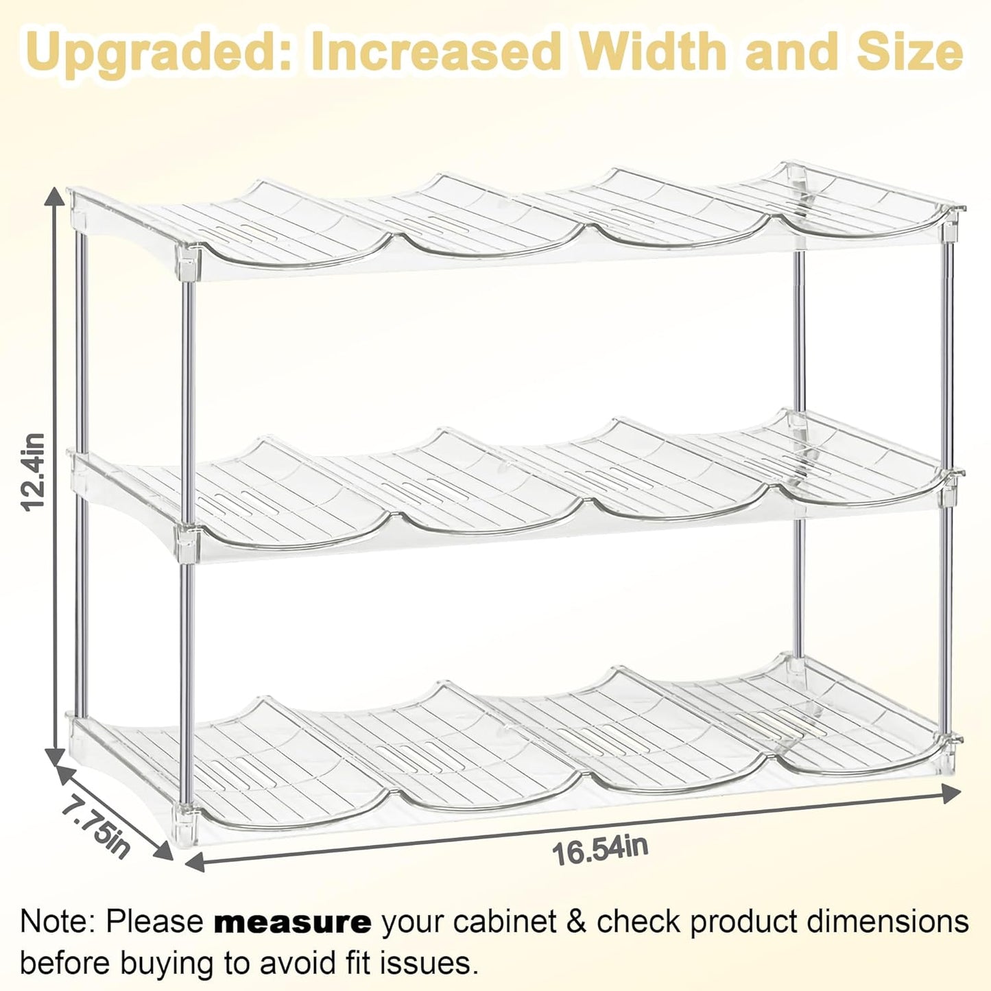 Stackable Water Bottle Organizer for Cabinet - Acrylic Tumbler Organizer Storage Rack for Stanley 40oz, Stanley Cup Holder, Pantry Kitchen Organizers and Storage for Stanley Cup, Holds 12 Bottles