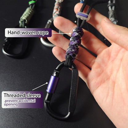 Paracord Keychain/Carabiner Clip - Jaymokes D Ring Metal Hook for Water Bottle, Key, Backpacks and More