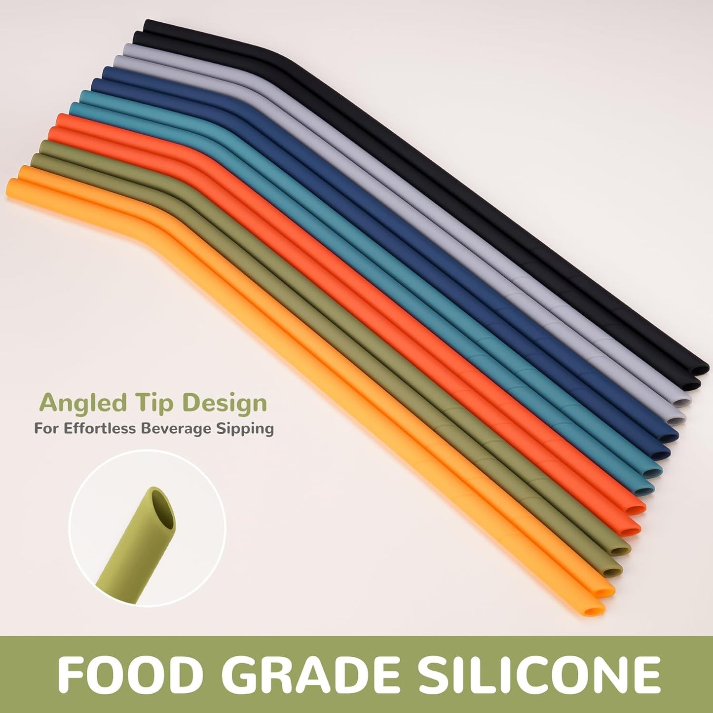 NiHome 14PCS Silicone Straws Fit for Stanley 40oz 30oz Tumbler, 14” Extra Long Reusable Drinking Straw, Flexible Can Cut Length for 1/Half Gallon 75 64 OZ Large Water Bottle - 2 Brushes (Rainbow)