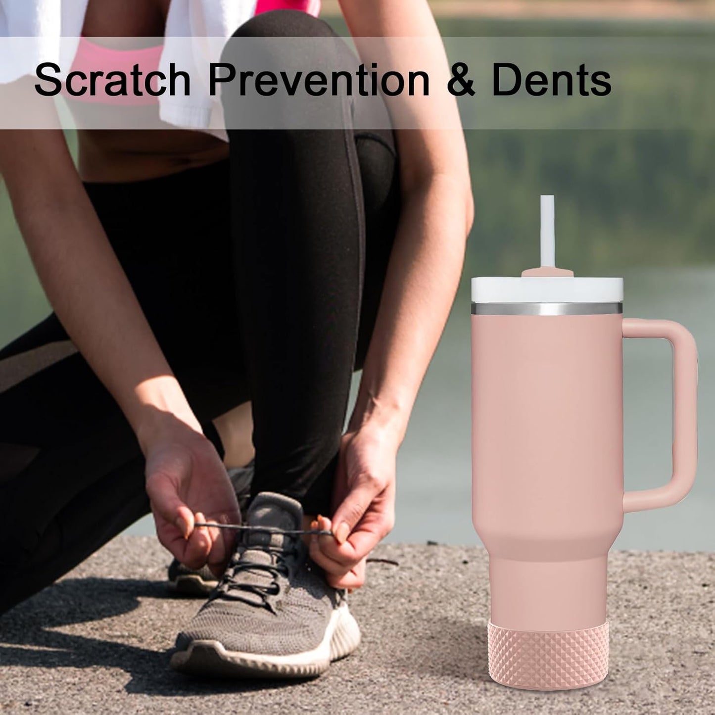 WUQID Water Bottle Boot, Diamond Silicone Boot Compatible with Stanleyy Tumbler 20-40oz & Hydroo Flask Bottle 12oz-24oz, Reduces Dents Sleeve Cover for More Bottles/Tumblers Bottom of 2.83-2.95in
