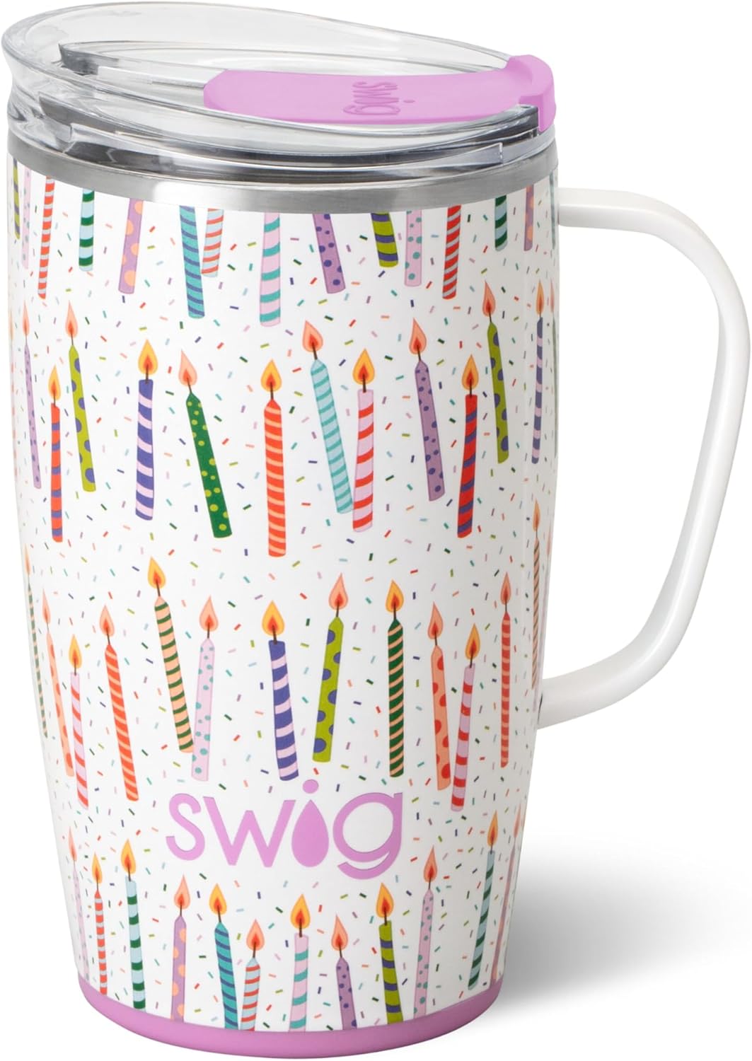 Swig Life 18oz Travel Mug, Insulated Tumbler with Handle and Lid, Cup Holder Friendly, Dishwasher Safe, Stainless Steel, Travel Coffee Cup (Honey Meadow)