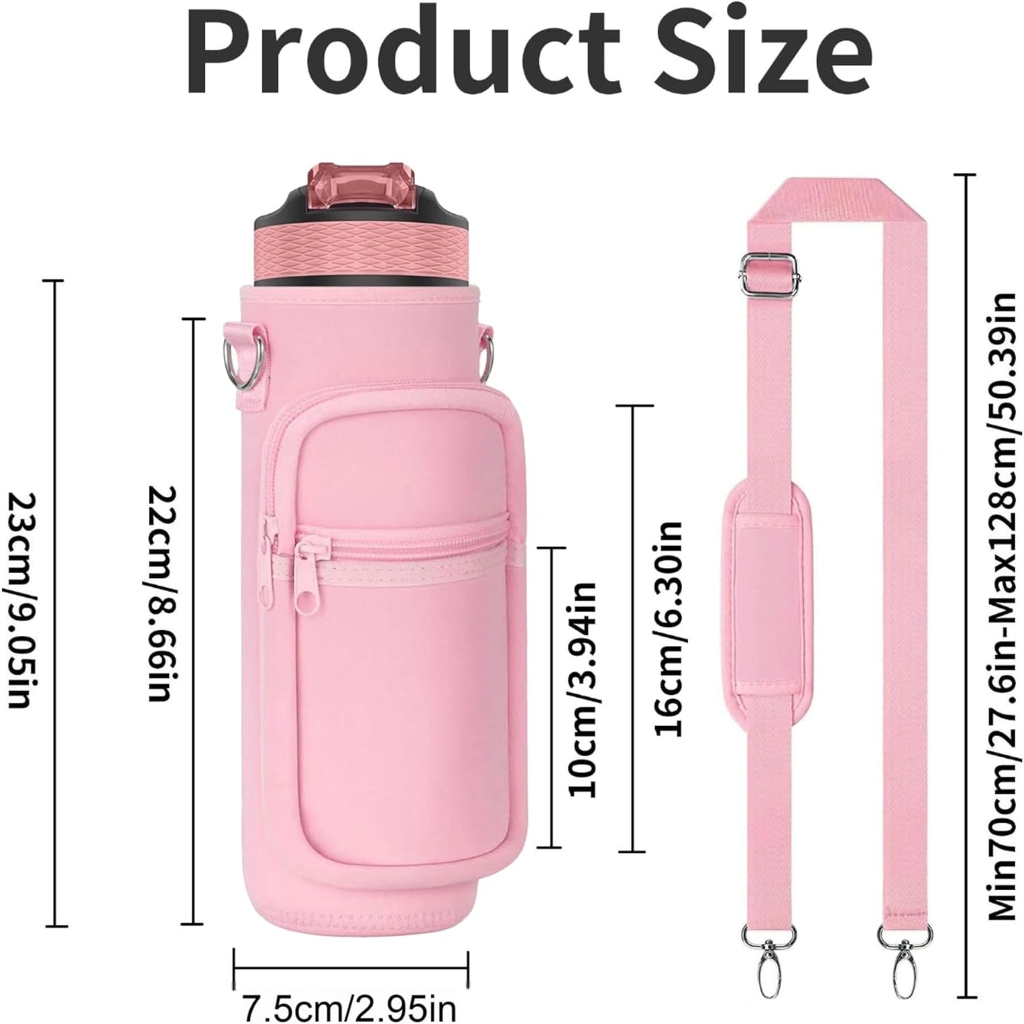 Water Bottle Holder with Strap, Insulated Crossbody Sling Bag, Carrier with Phone Pocket for Walking Hiking Camping Fishing