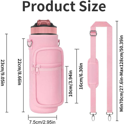 Water Bottle Holder with Strap, Insulated Crossbody Sling Bag, Carrier with Phone Pocket for Walking Hiking Camping Fishing