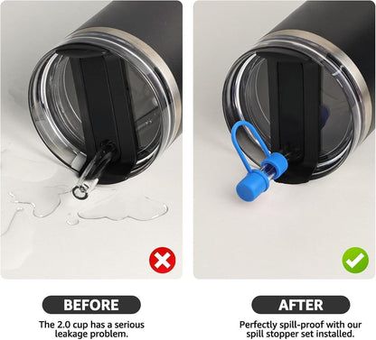MOLOSLEEVE 21 Colors Straw Toppers Include A Set of Leak-proof Plugs, for Stanley Straw Covers Cap for Stanley Cup 2.0 30oz, 40oz, Silicone, Dust-Proof （Clear）