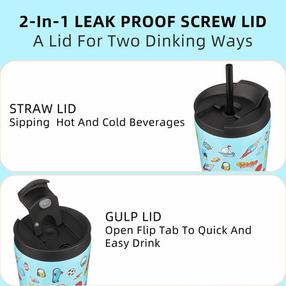 BJPKPK 22oz Insulated Tumbler With lid And Straw Stainless Steel Tumblers Travel Coffee Mug Reusable Thermal Cup,Sky