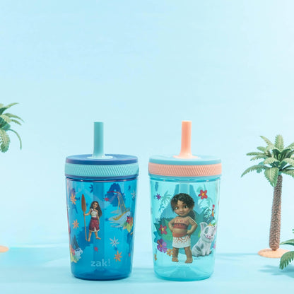 Zak Designs 15oz Bluey Kelso Tumbler Set, Leak-Proof Screw-On Lid with Straw Made of Durable Plastic and Silicone, Perfect Bundle for Kids, 2 Count (Pack of 1) - Colors B