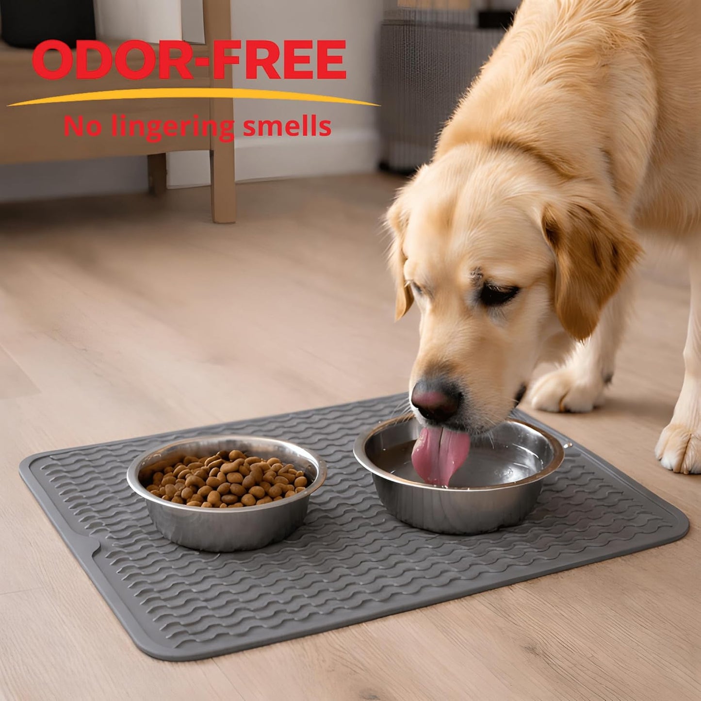 Silicone Drying Mat 16 × 12 – Gray Non-Slip Sink Mat for Kitchen Counter, Heat-Resistant Food-Grade Dish Pad, Easy-Clean Multipurpose Drawer Liner (Gray, 16'' x 12'')