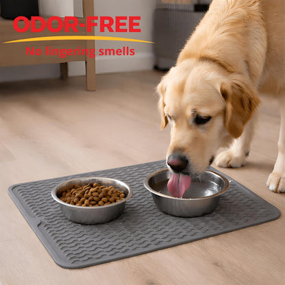 Silicone Drying Mat 16 × 12 – Gray Non-Slip Sink Mat for Kitchen Counter, Heat-Resistant Food-Grade Dish Pad, Easy-Clean Multipurpose Drawer Liner (Gray, 16'' x 12'')