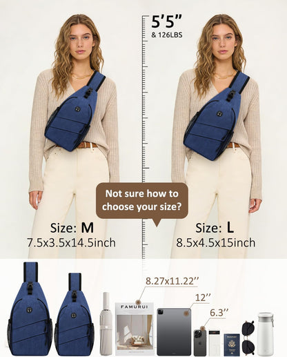 Pritent Crossbody Bags for Women Men Trendy Sling Bag Backpack Casual Chest Bag with Convertible Shoulder Strap