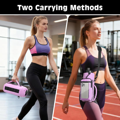 MoKo Magnetic Gym Bag, Magnetic Water Bottle Holder with Clear Phone Pouch, Built-in 4 Magnets Fitness Bag for Men and Women Compatible with Most Water Bottles, Gym Accessories Gifts, Black