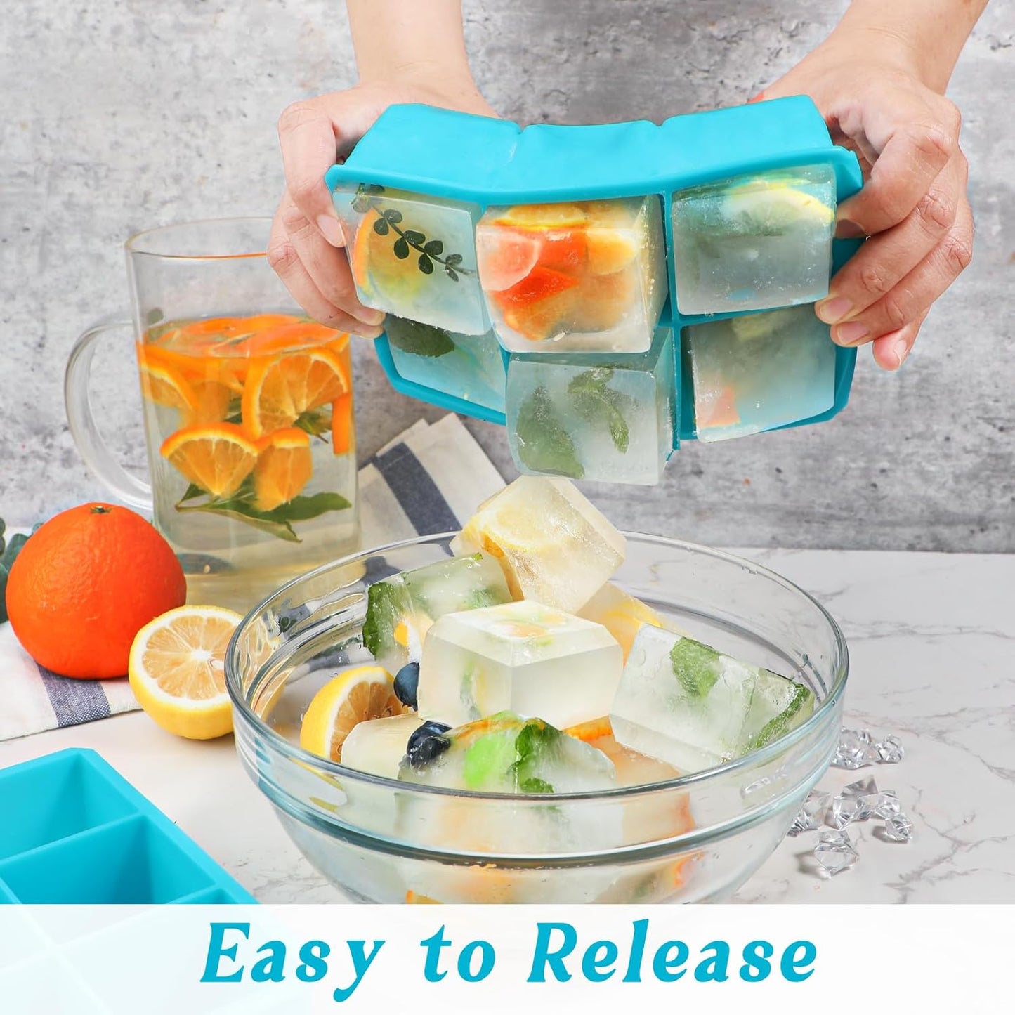 Webake Water Bottle Ice Cube Tray with Silicone Lids, 2 Pcs Long Ice Stick Molds - Stackable & Space-Saving, Perfect for Highball Drinks, Cocktail Parties & Sports Bottles