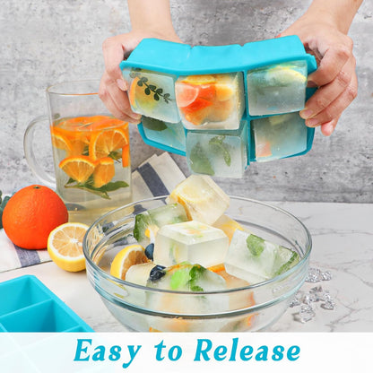 Webake Water Bottle Ice Cube Tray with Silicone Lids, 2 Pcs Long Ice Stick Molds - Stackable & Space-Saving, Perfect for Highball Drinks, Cocktail Parties & Sports Bottles