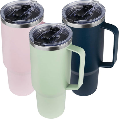 20 oz Tumbler with Handle, Stainless Steel Insulated Tumbler with Lid and Straw, Double Wall Vacuum Coffee Mug Tumbler, Insulated Coffee Thermal Cup for Cold and Hot (Light Purple)