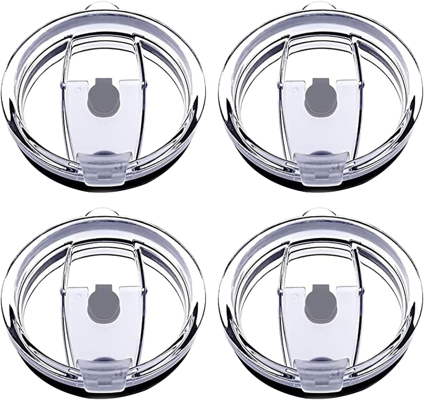 4 Pack 20 oz Tumbler Lids for YETI and More Tumblers,Cup,Travel Coffee Mug Spill Proof Splash Resistant Silicone Sliding Covers(Black)
