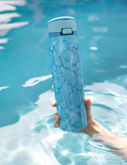 Simple Modern Mesa Loop Water Bottle with Covered Straw and Handle | 24oz Cup Holder Friendly Insulated Stainless Steel Bottles for Travel, Sports and School | Iris Sage - Colors B