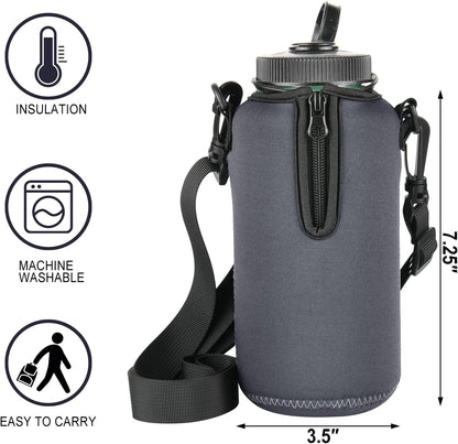 Beautyflier Neoprene Water Bottle Sleeve Insulator Cooler, Compatible with Nalgene Water Bottle 32 OZ, with Adjustable Shoulder Strap for Hydro Flask Wide Mouth Bottle 32oz, etc.