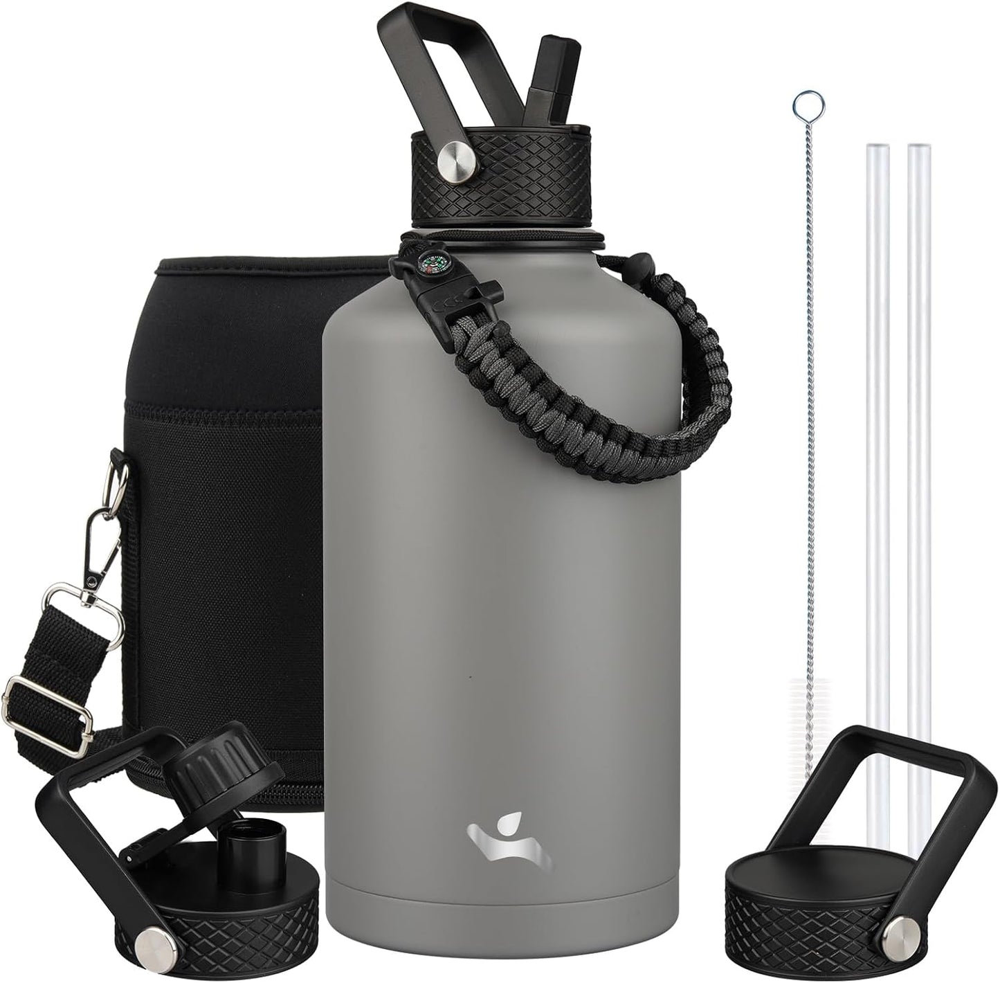 Konokyo 22oz Stainless Steel Bottles with 3 Lids Sport Insulated Water Bottle,Mint