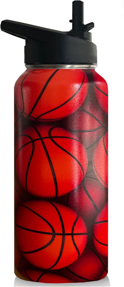 32oz Pickleball Water Bottle Insulated Vacuum Stainless Steel Tumbler Travel Mugs With Straw for Game Sport,Pickleball Accessories