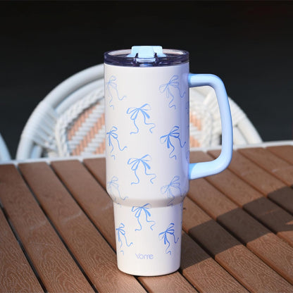 YOME 40oz Nurse Tumbler with Handle and Flip Straw | Stainless Steel Insulated Water Bottle | Keeps Drinks Cold | Dishwasher Safe | Cupholder Friendly | Gift Gym Travel Yoga