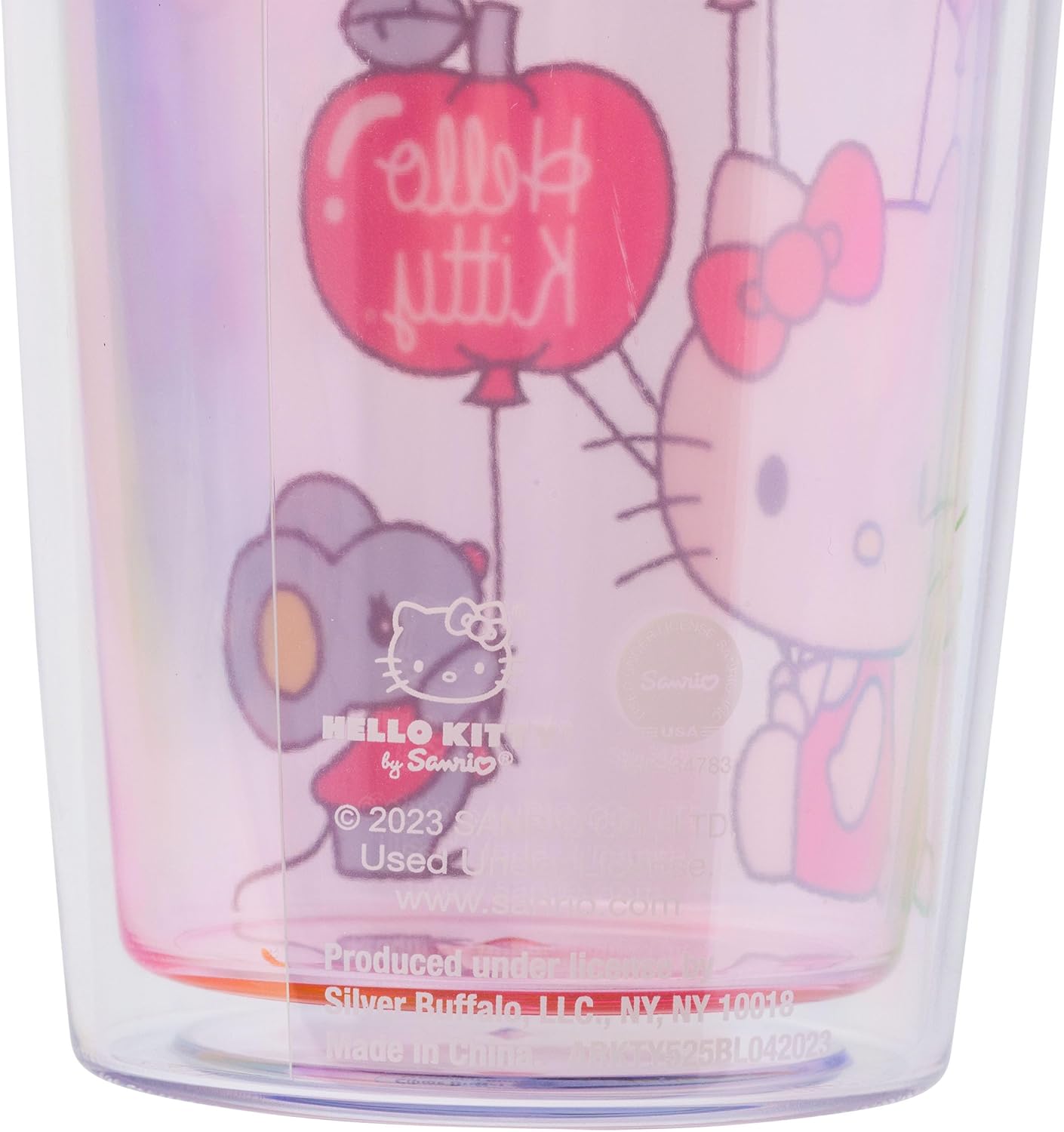 Silver Buffalo Sanrio Hello Kitty Milk Carton Pattern Plastic Boba Tumbler w Lid and Wide Straw, 24 Ounces