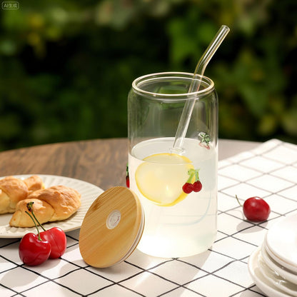 Honeydak 2 Pcs Icon Juice Glass Tumbler with Lid & Straw - 18 oz Cloud and Sun Icon Can Shape Glass Cups Coffee Juice Beer Soda Drinking Cup for Summer Halloween Christmas Party Supplies Gift