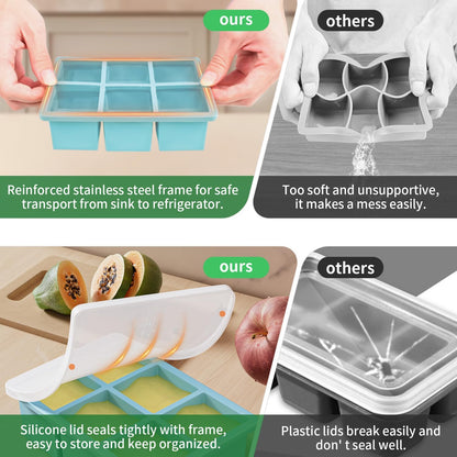 Large Ice Cube Tray for Whiskey: FDDBI Silicone Ice Cube Trays with Lid - 2Pack Big Square Old Fashioned Ice Cube Maker for Cocktail - 2inch Huge Cubed Ice Trays for Whisky