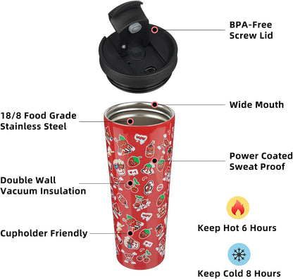 BJPKPK 22oz Insulated Tumbler With lid And Straw Stainless Steel Tumblers Travel Coffee Mug Reusable Thermal Cup,Sky