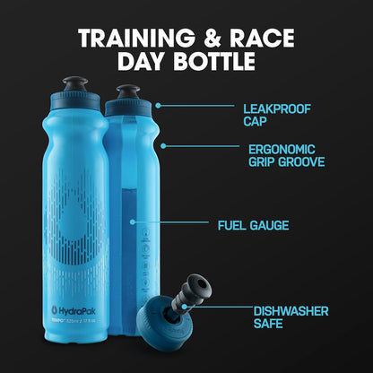 HydraPak Tempo Bottle 3-Pack - Handheld Running Water Bottle (400ml) - Made For Runners, Marathon Training & Race Day, Perfect For Hydration, Electrolyte and Nutrition Mixes