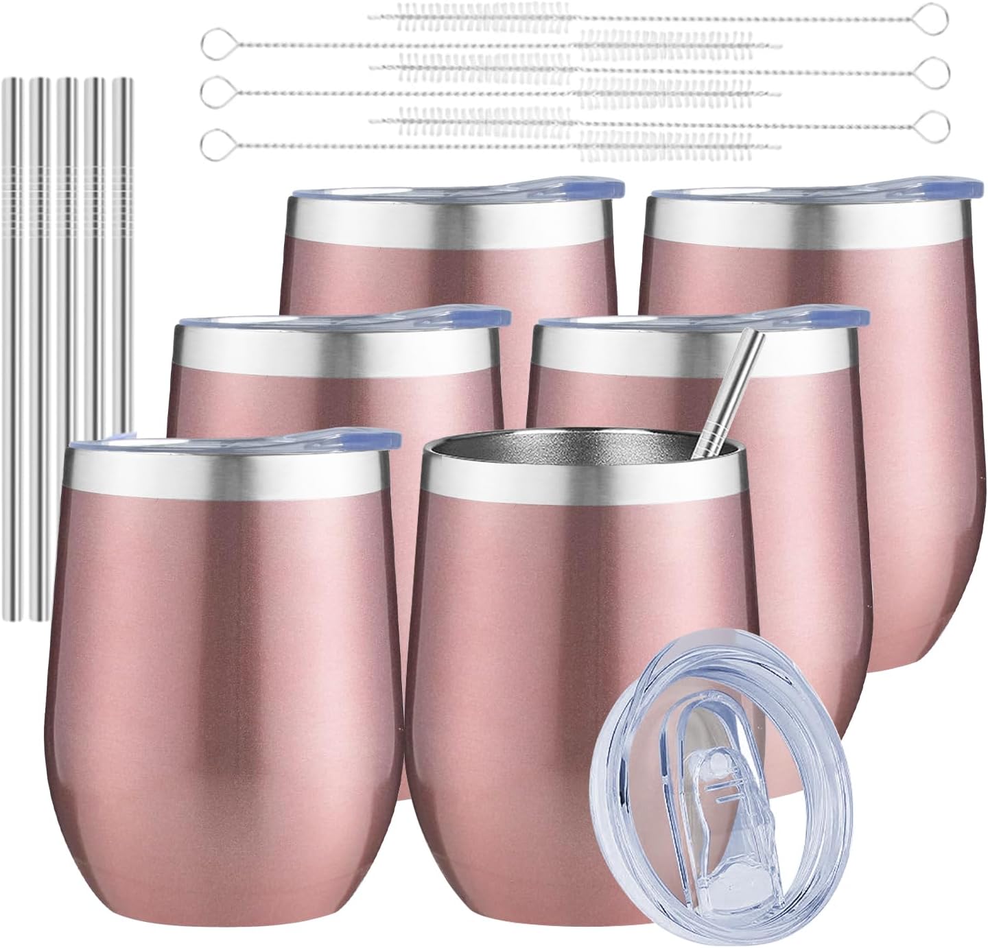 MEZMUT 12 Oz Insulated Wine Tumbler with Lid Double Wall Vacuum Stainless Steel Wine Glass Coffee Mug Insulated Tumbler Cup for Champaign, Cocktail, Beer (Black, 1 Pack)