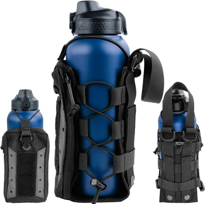 WICKTICK Molle Water Bottle Holder Pouch 16 24 32 40 64 oz - Multi-Purpose Tactical Fuel Bottle Bag, Adjustable Size for Outdoor Activities, Adapted to Backpack/Vest/Belt