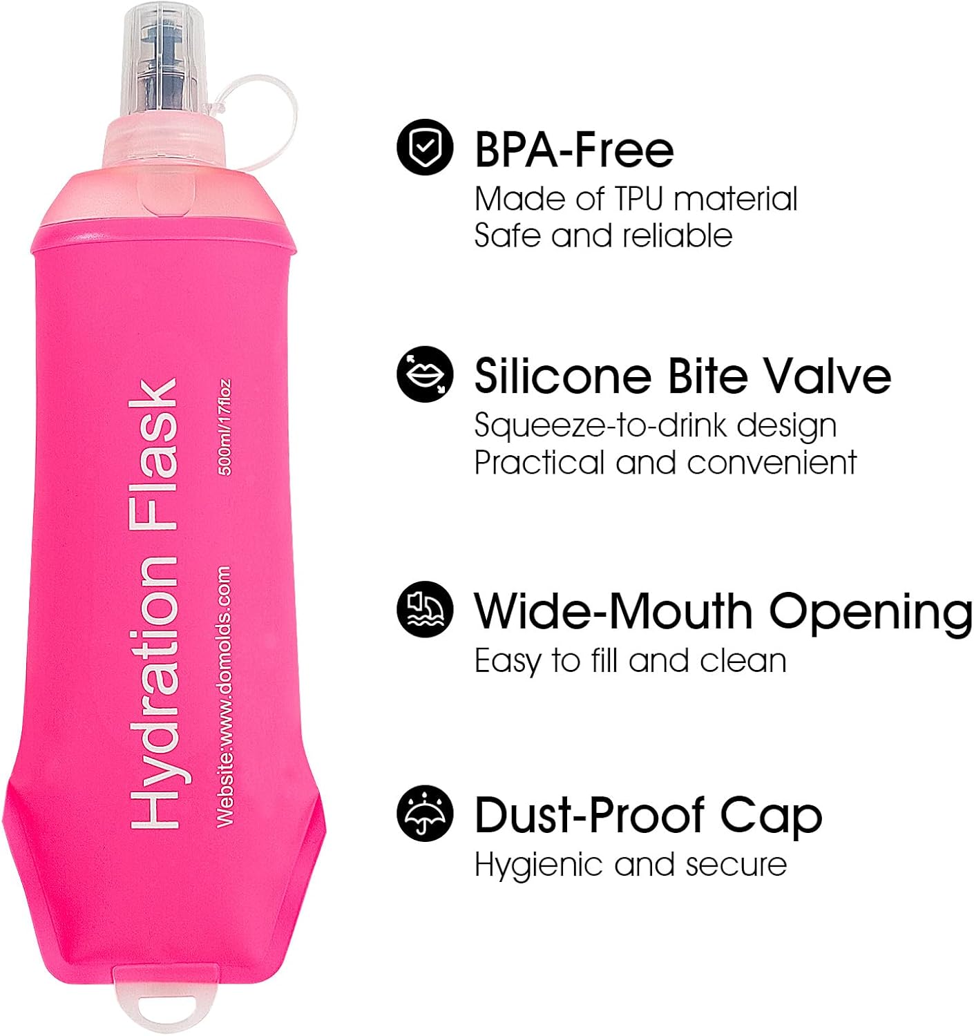 GYGYL Soft Flask, TPU Collapsible Soft Water Bottle for Hydration Pack, Running Vest, Leak-Proof Folding Water Bottle for Hiking Cycling Climbing Jogging-250ml Grey