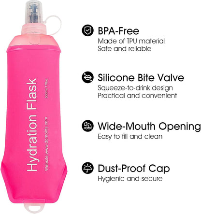 GYGYL Soft Flask, TPU Collapsible Soft Water Bottle for Hydration Pack, Running Vest, Leak-Proof Folding Water Bottle for Hiking Cycling Climbing Jogging-250ml Grey